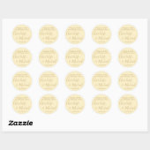 Sticker Rond Coupe-beurre Signature jaune Mariage Faveur Merci (Feuille)