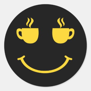 Sticker Rond Coupe de café sourire