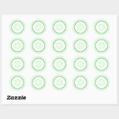 Sticker Rond Coupe de Concombre. Vert et Blanc. (Feuille)