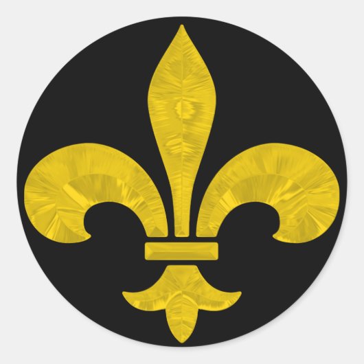 Sticker Rond Coupe de feuille d'or Fleur De Lis (Devant)