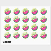 Sticker Rond Coupe de pastèque d'été (Feuille)