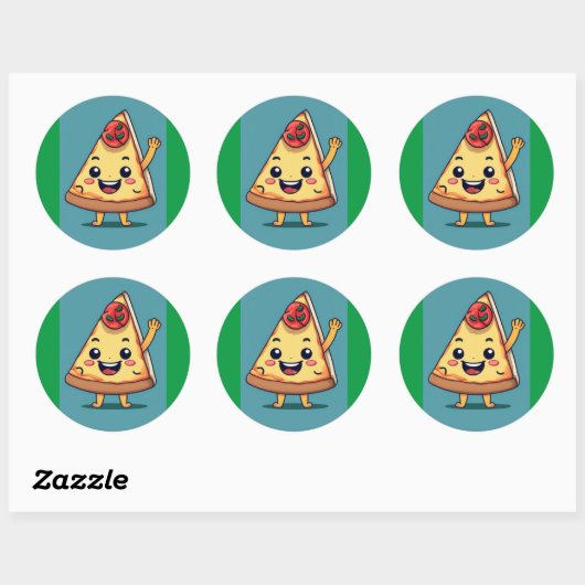Sticker Rond Coupe de pizza (Feuille)