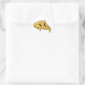 Sticker Rond Coupe de pizza Cute Kawaii (Sac)
