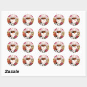 Sticker Rond Coupe et fleurs de café Polka Dot Cute (Feuille)