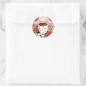 Sticker Rond Coupe et fleurs de café Polka Dot Cute (Sac)