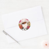 Sticker Rond Coupe et fleurs de café Polka Dot Cute (Enveloppe)