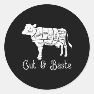 Sticker Rond Coupe Et Vache Ste - Boucher De Boeuf Coupes De Di