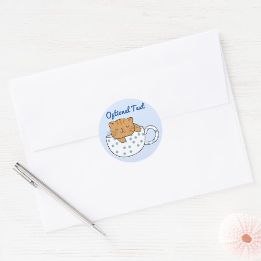 Sticker Rond Coupe Kawaii de fée de chat (Enveloppe)