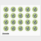 Sticker Rond Coupe mignonne avec Fleur en vert (Feuille)