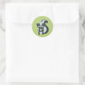 Sticker Rond Coupe mignonne avec Fleur en vert (Sac)