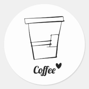 Sticker Rond Coupe minimaliste moderne de café noir et blanc