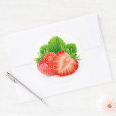 Sticker Rond Couper les fraises à la feuille (Enveloppe)