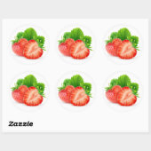 Sticker Rond Couper les fraises à la feuille (Feuille)