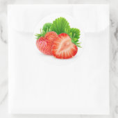 Sticker Rond Couper les fraises à la feuille (Sac)