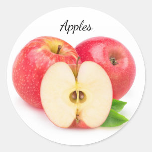 Sticker Rond Couper les pommes rouges