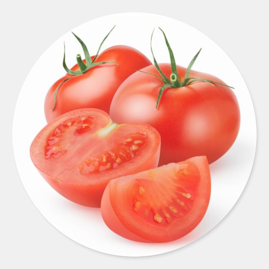 Sticker Rond Couper les tomates (Devant)