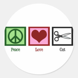 Sticker Rond Coupes de cheveux Peace Love
