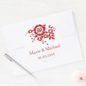 Sticker Rond Coupes de papier floral - Double bonheur blanc (Enveloppe)