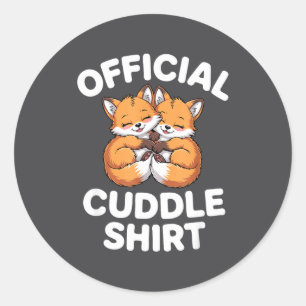 Sticker Rond Couple Câlin Renard Mignon C'est Mon Câlin