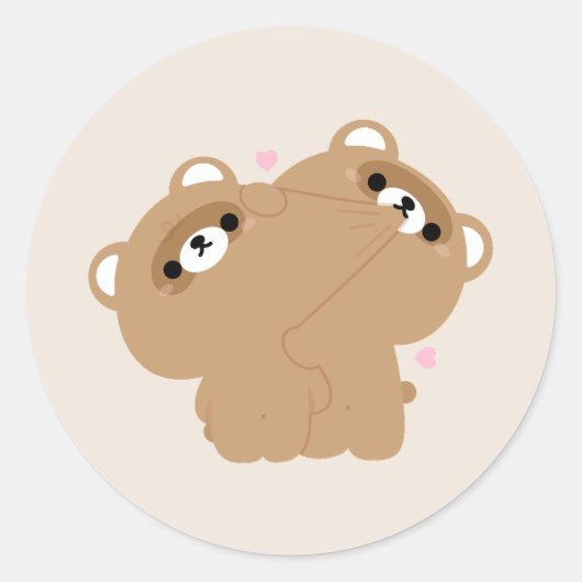 Sticker Rond Couple castor mignon (Devant)