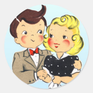 Sticker Rond Couple d'anniversaire vintage