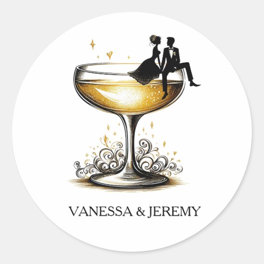 Sticker Rond Couple de Champagne (Devant)