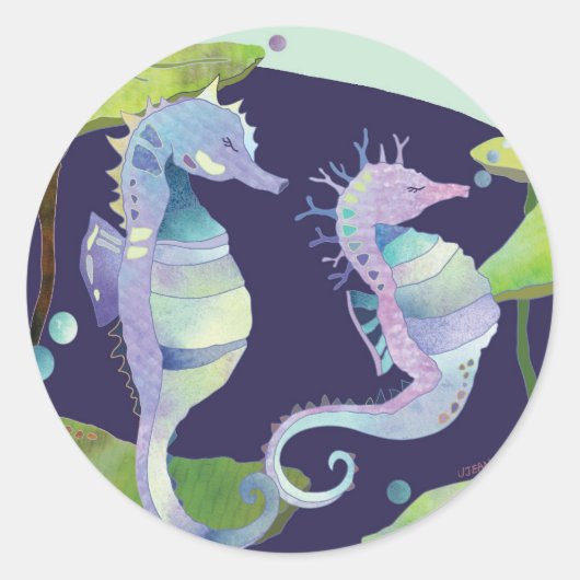 Sticker Rond Couple de Cheval de Mer (Devant)