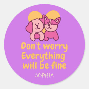 Sticker Rond Couple de chien&Encouragement Vintage