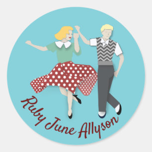 Sticker Rond Couple de danse de Swing