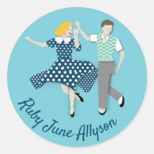 Sticker Rond Couple de danse de Swing