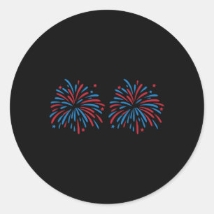 Sticker Rond Couple de feux d'artifice drôles Usa juste ici pou