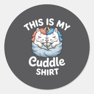 Sticker Rond Couple de licorne mignonne câlin C'est mon câlin