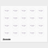 Sticker Rond couple de mariages. Nom date violet simple mo mini (Feuille)