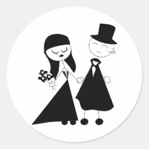 Sticker Rond Couple de morue noir et blanc