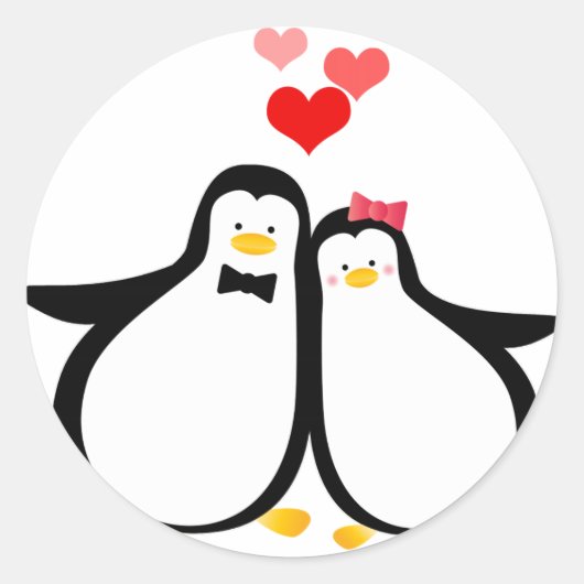 Sticker Rond Couple de pingouin (Devant)