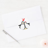 Sticker Rond Couple de pingouin (Enveloppe)