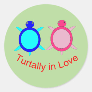 Sticker Rond Couple de tortue mignonne