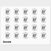 Sticker Rond couple de typographie moderne noir blanc (Feuille)
