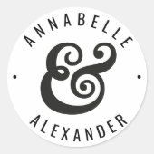 Sticker Rond couple de typographie moderne noir blanc (Devant)