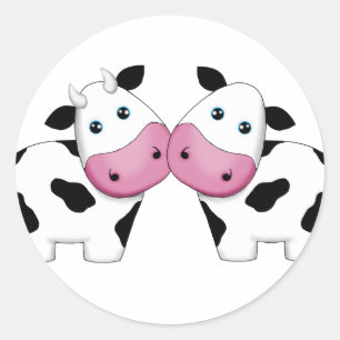 Sticker Rond Couple de vache mignonne