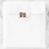 Sticker Rond Couple d'hibou sur une branche (Sac)
