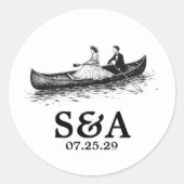 Sticker Rond Couple en canoë (Devant)