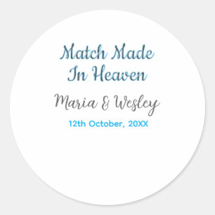 Sticker Rond Couple fait au ciel bleu couple noir nom date