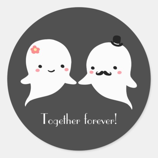 Sticker Rond Couple Ghost mignon personnalisé (Devant)