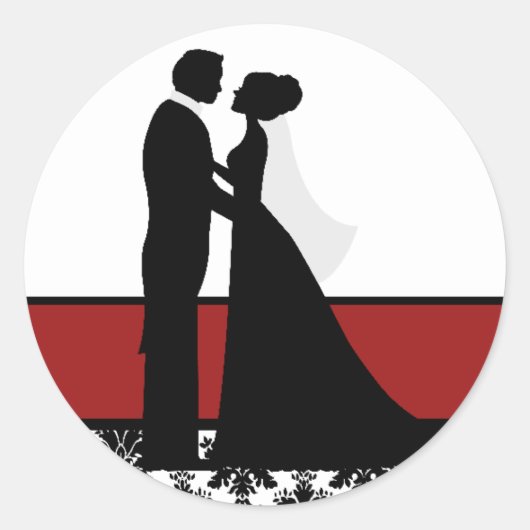 Sticker Rond Couple Mariage rouge (Devant)