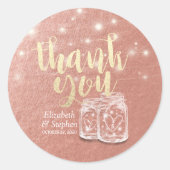 Sticker Rond Couple Mason Jars Rose Gold Mariage (Devant)