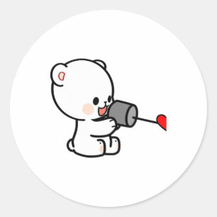 Sticker Rond Couple Milk Mocha Design de la Saint-Valentin 1