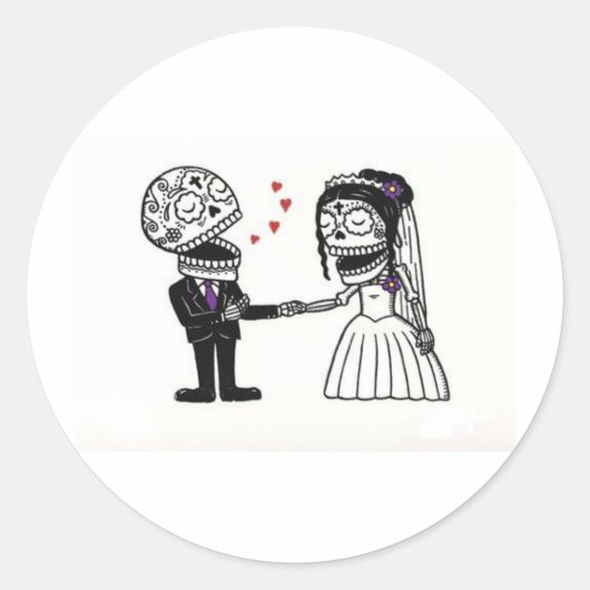 Sticker Rond Couple nuptial du crâne (Devant)