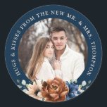 Sticker Rond Couple photo personnalisable mariage merci pour<br><div class="desc">Ajoutez votre photo de couple personnalisable mariage merci autocollant.</div>