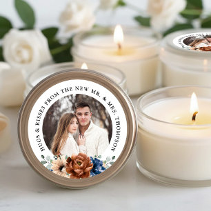 Sticker Rond Couple photo personnalisable mariage merci pour